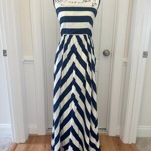 Lulus Blue & White Striped Maxi Strapless Dress